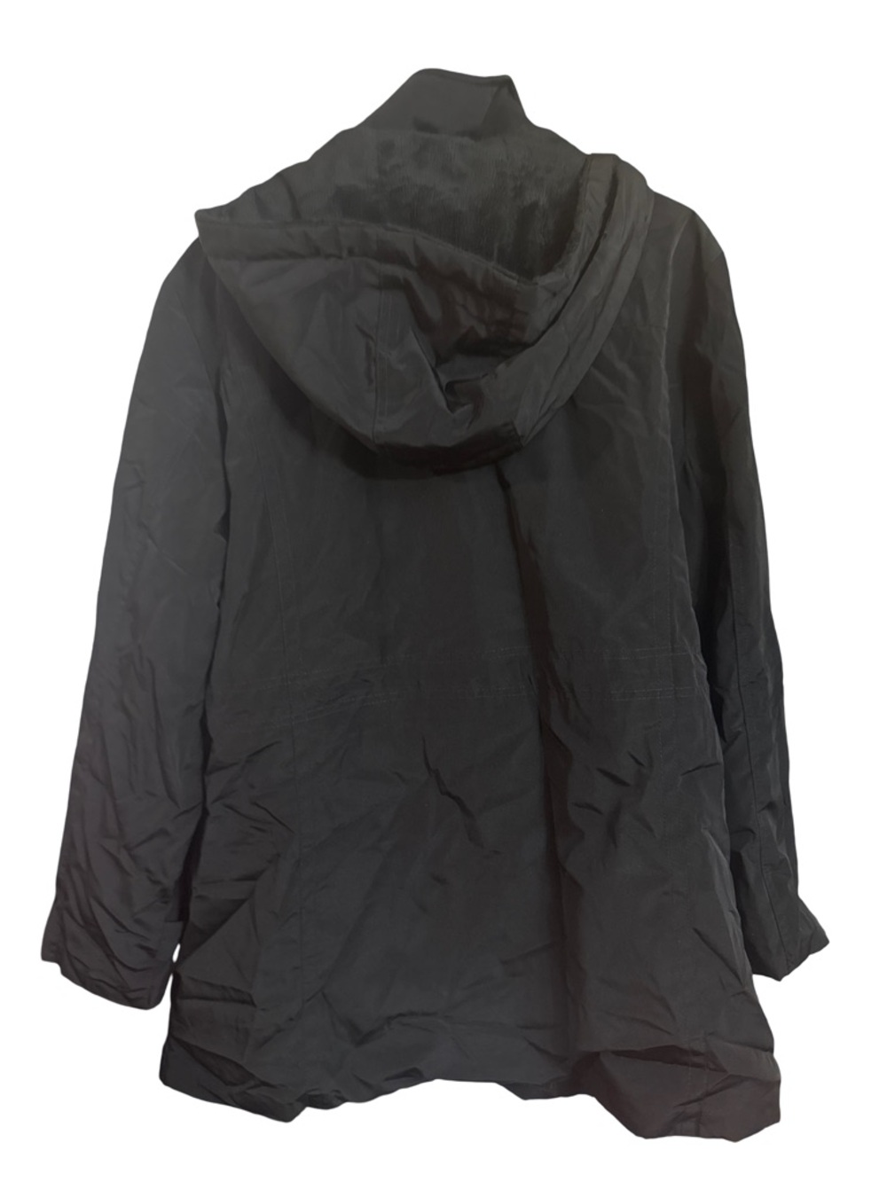 London Fog Women's Black Hooded Fleece-Lined Parka Jacket, Size XL - Picture 2 of 3